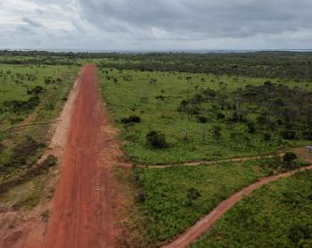 aerial view of red dirt airstrip