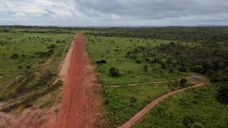 aerial view of red dirt airstrip