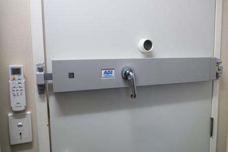 Barred door at women's shelter