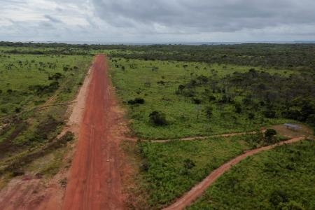 aerial view of red dirt airstrip