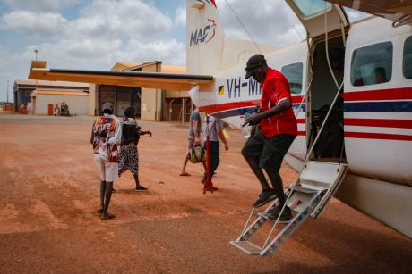 Passengers disembarking from flight