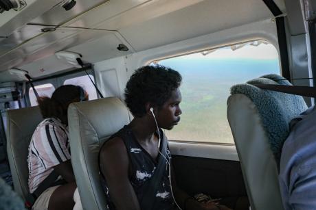 Yolngu student in aircraft