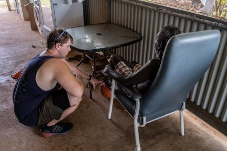 physiotherapist working with patient