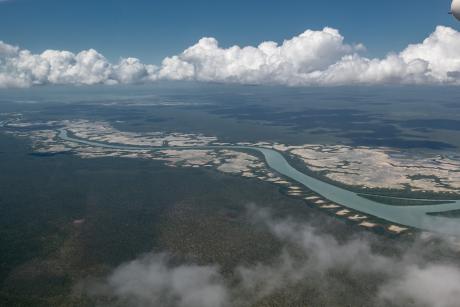 Aerial view of tidal river