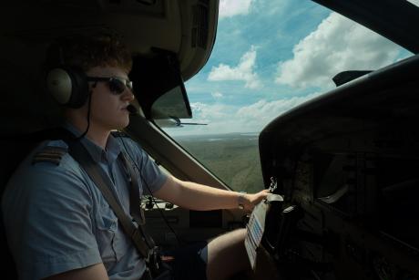 Cockpit interior pilot flying 